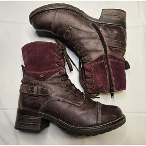 Taos Crave Boots Women 38/US 7.5 Burgundy Plum Dark Suede Leather Cap Toe Grunge